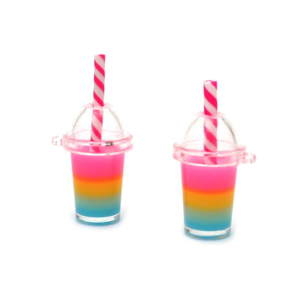 Rubber Pendant Colorful Cocktail Cup 15x28x13 mm Hole 1 mm - 2 Pieces