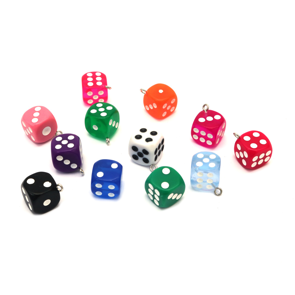 Rubber Pendant Dice 19x13 mm Hole 1.5 mm MIX - 5 Pieces