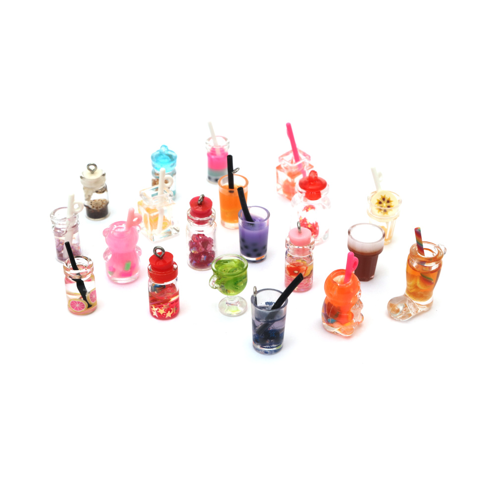 Resin Cocktail Pendants – ASSORTED, Set of 5 for Fun Summer Jewelry, Keychains & Creative DIY Projects