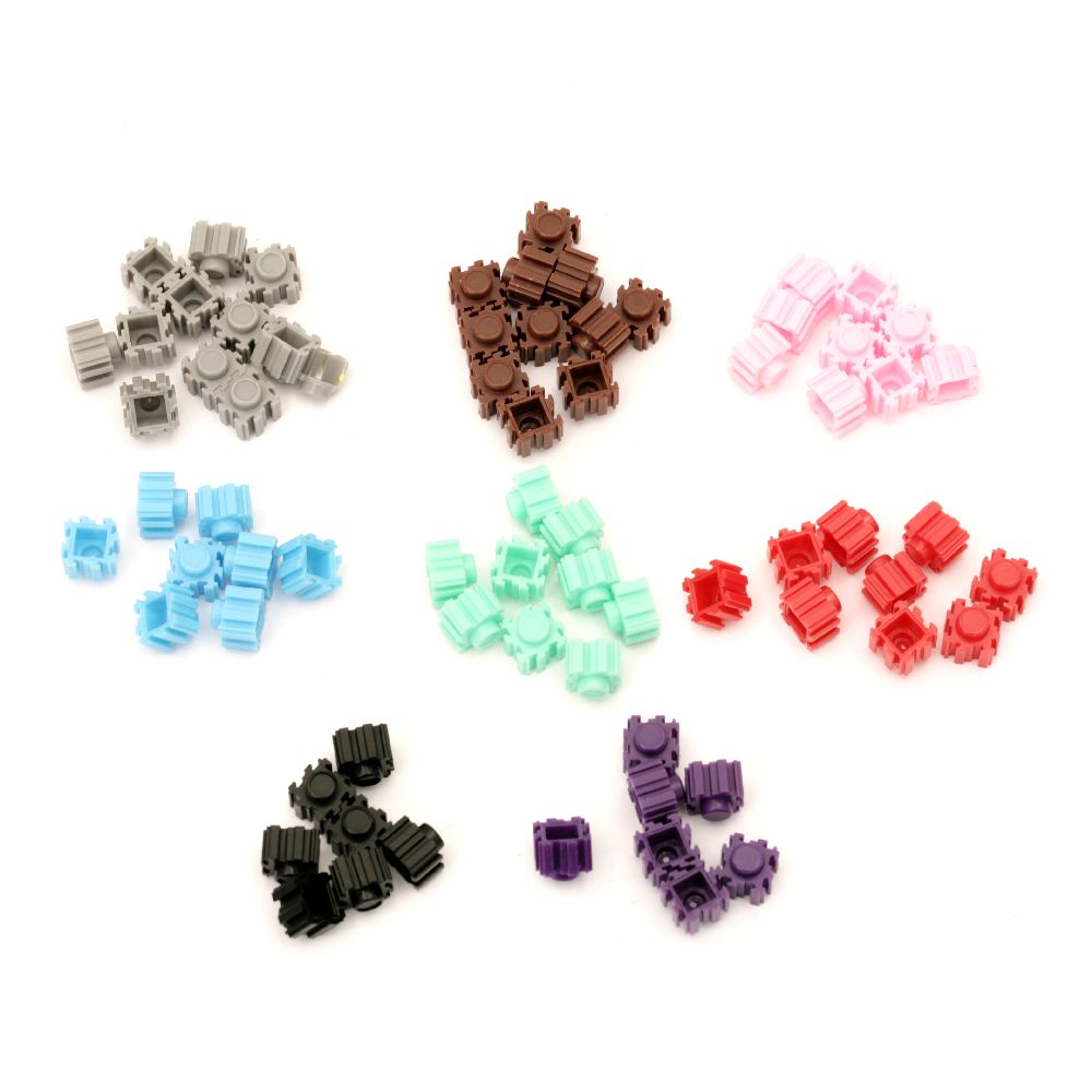 Plastic elements for construction of figures 80x80x70 mm different colors - one color in a package
