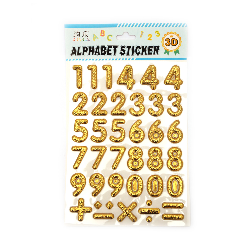 Self-adhesive numbers gold color - 30 pieces