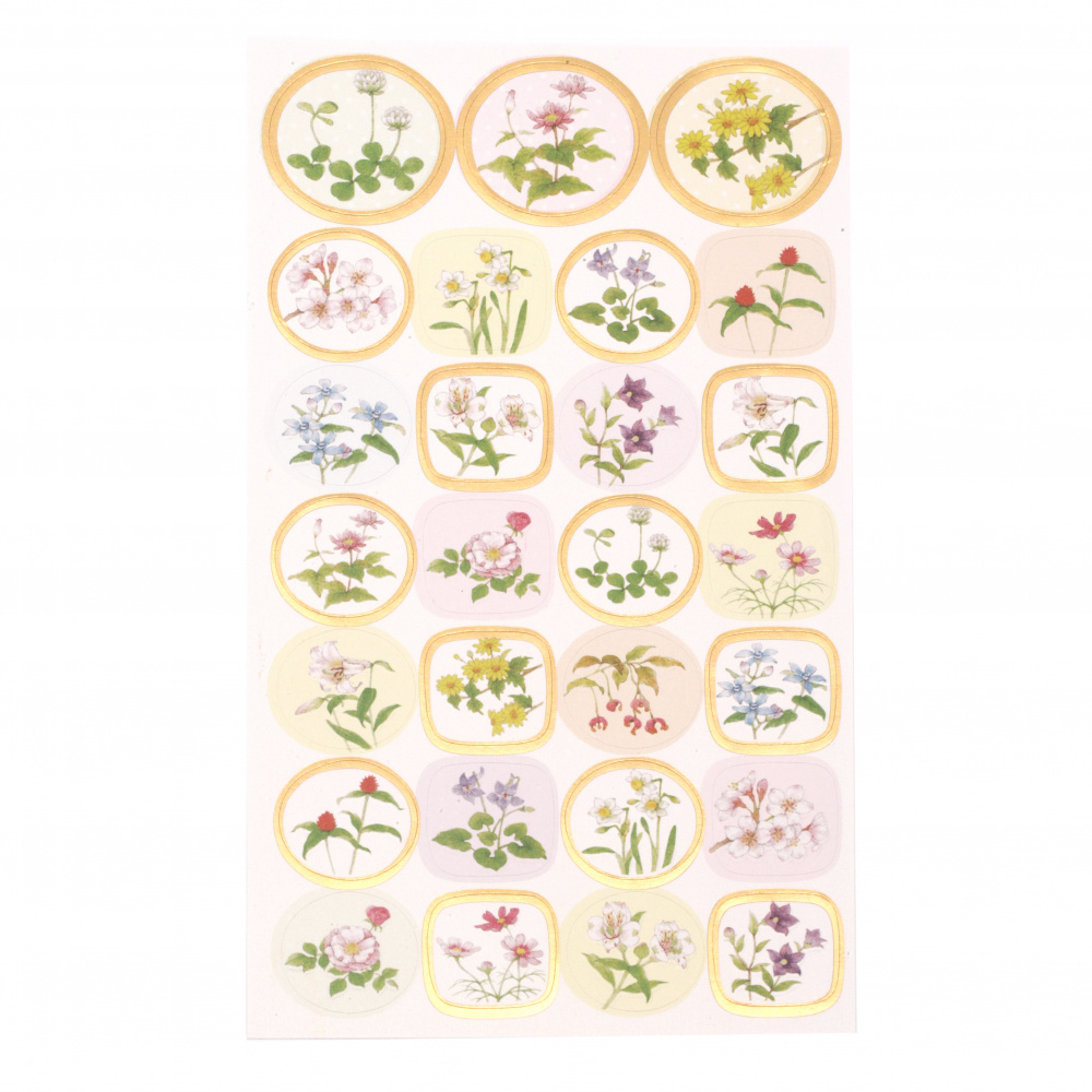 Scrapbook Stickers for Notebooks, Diary, Journal / Assorted Flowers - 27 pieces