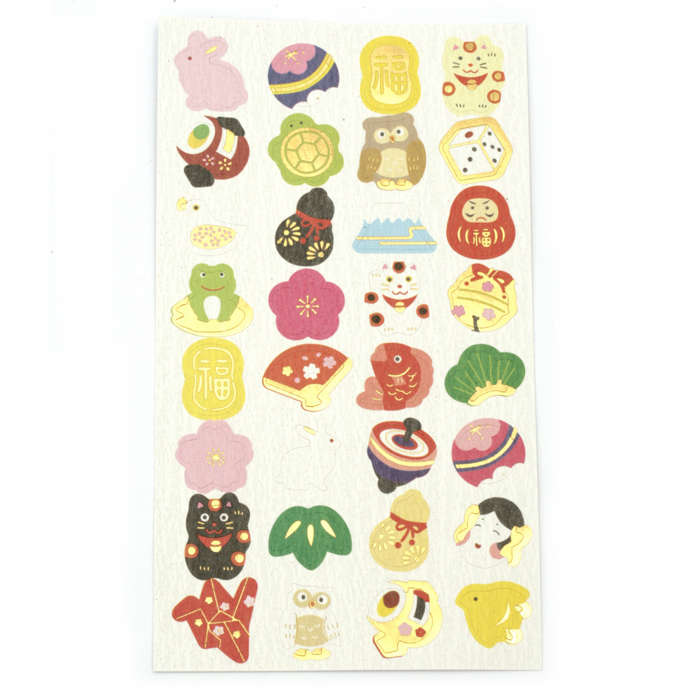 Cute Paper Stickers for Decoration / ASSORTED Chinese Symbols - 32 pieces