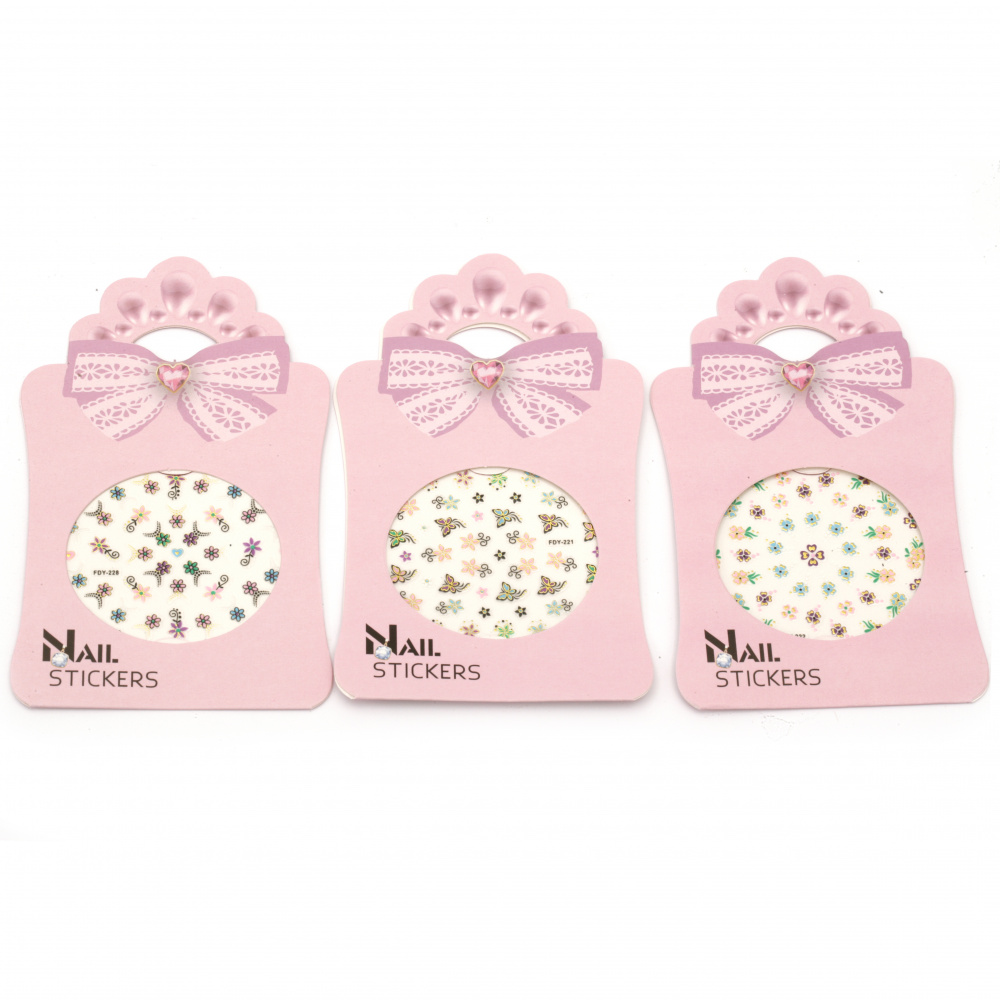 3D Self-adhesive Nail Stickers with Golden Edging / ASSORTED Flowers