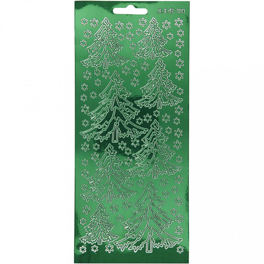 Decorative Stickers "Creativ" /  Christmas Tree / 10x23 cm / Green - 1 sheet