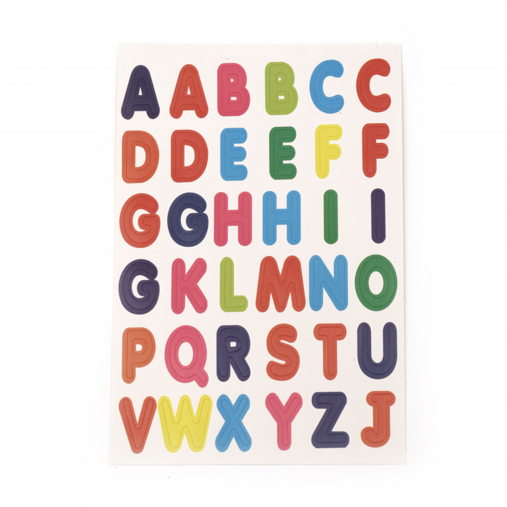 Self-adhesive stickers 15x20 mm Alphabet Latin letters 5 sheets x 36 pieces