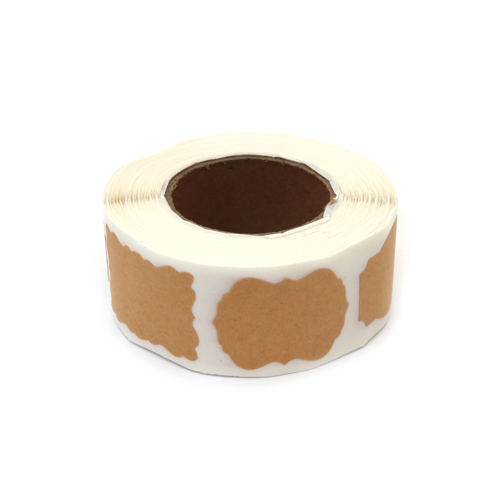 Roll of Self-Adhesive Kraft Labels, Assorted Vintage Shapes / 3.5x2.5 cm - 500 pieces