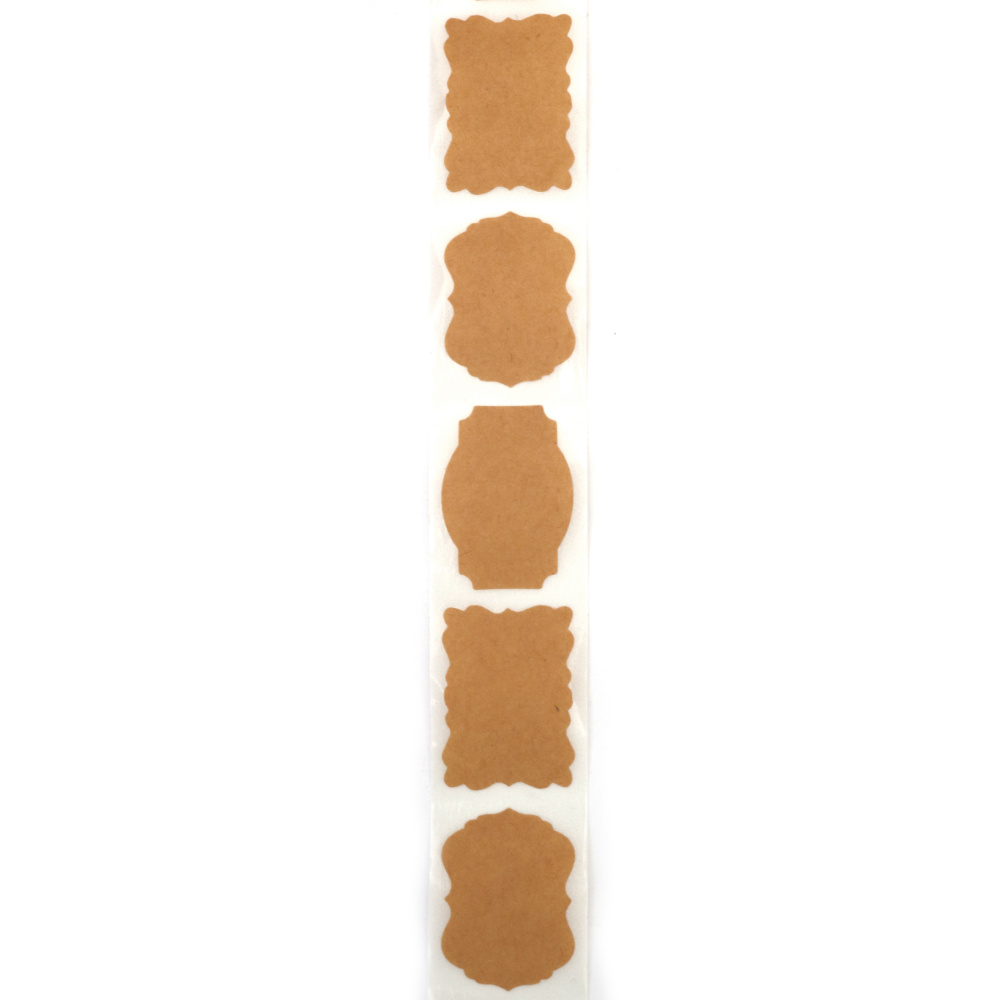 Roll of Self-Adhesive Kraft Labels, Assorted Vintage Shapes / 3.5x2.5 cm - 500 pieces