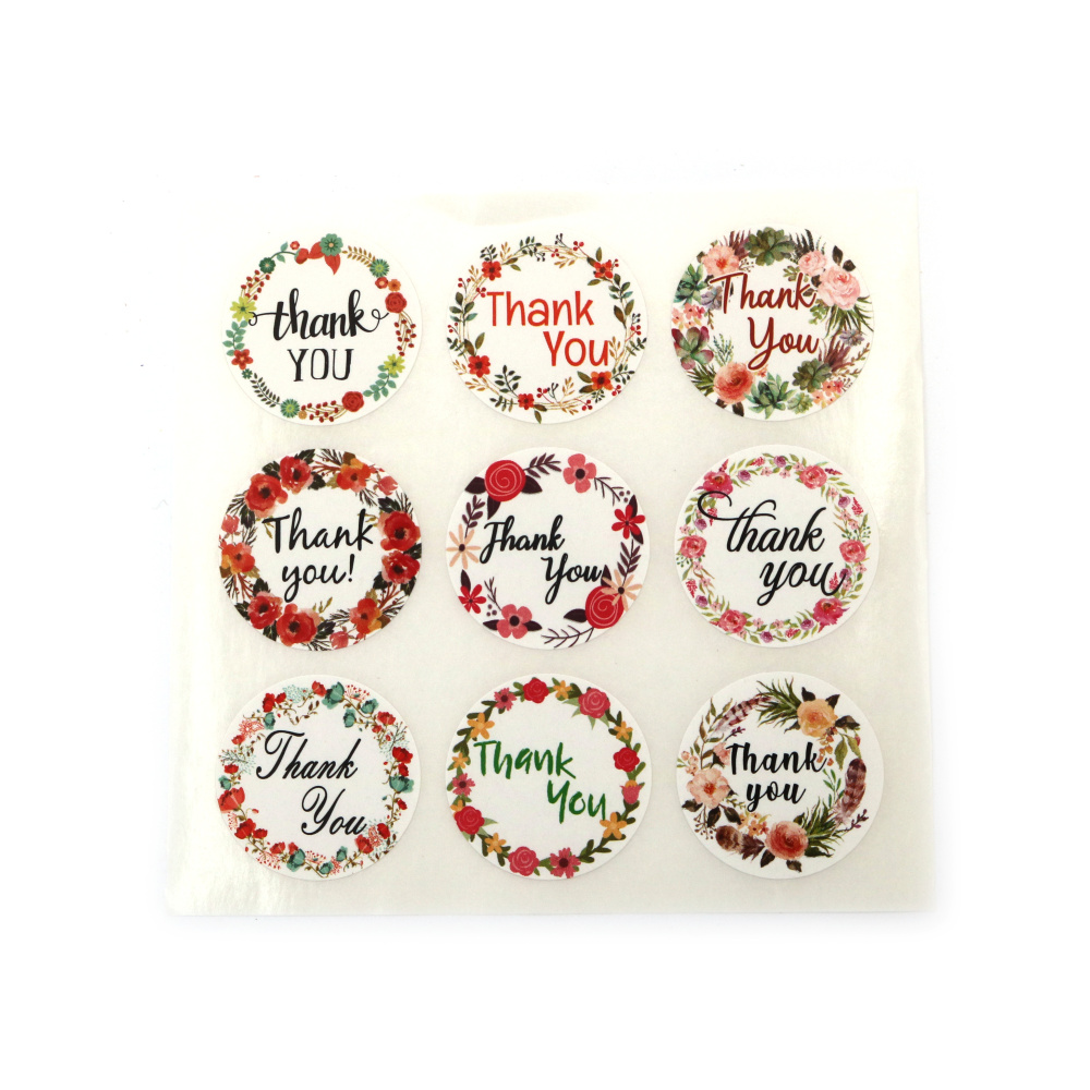Stickere autoadezive elegante „Mulțumesc” – 2,5 cm, 90 buc. – perfecte pentru ambalarea cadourilor, favoruri de petrecere, ambalaje și decorațiuni creative
