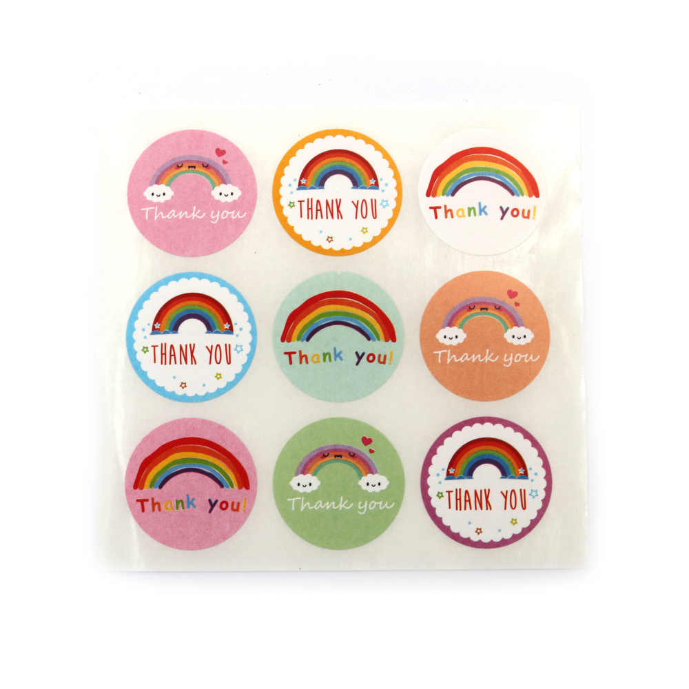 Etichete autoadezive „Mulțumesc” (stickere) – 2,5 cm, 90 buc, asortate – perfecte pentru împachetarea cadourilor, mărturii pentru petreceri, ambalaje și proiecte DIY/craft