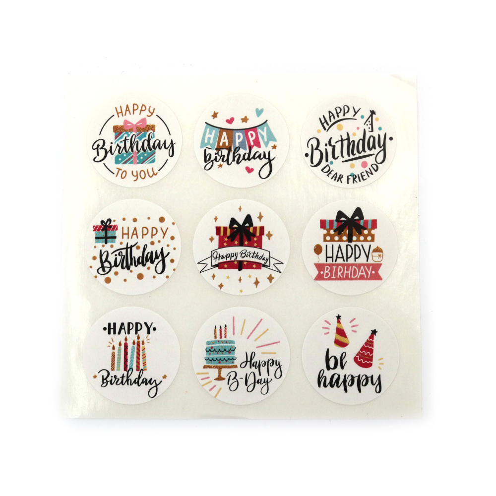 Festive Self-Adhesive “Happy Birthday” Stickers – 2.5 cm, 90 pcs – Perfect for Decorating Gifts, Cards, Party Favors & Creative DIY Projects
