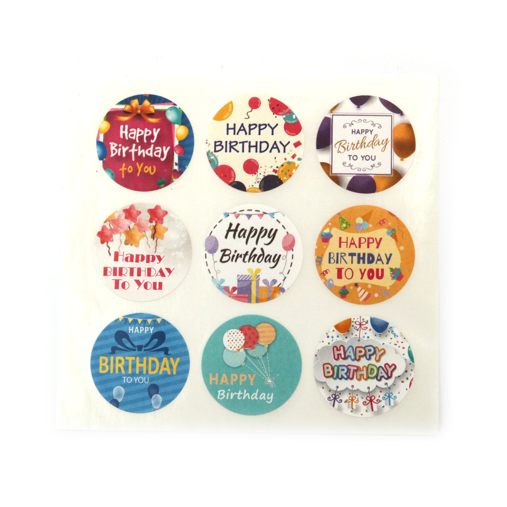 Colorful Self-Adhesive “Happy Birthday” Stickers – 2.5 cm, 90 pcs – Fun, Cheerful & Perfect for Decorating Gifts, Cards, Invitations and Party Favors