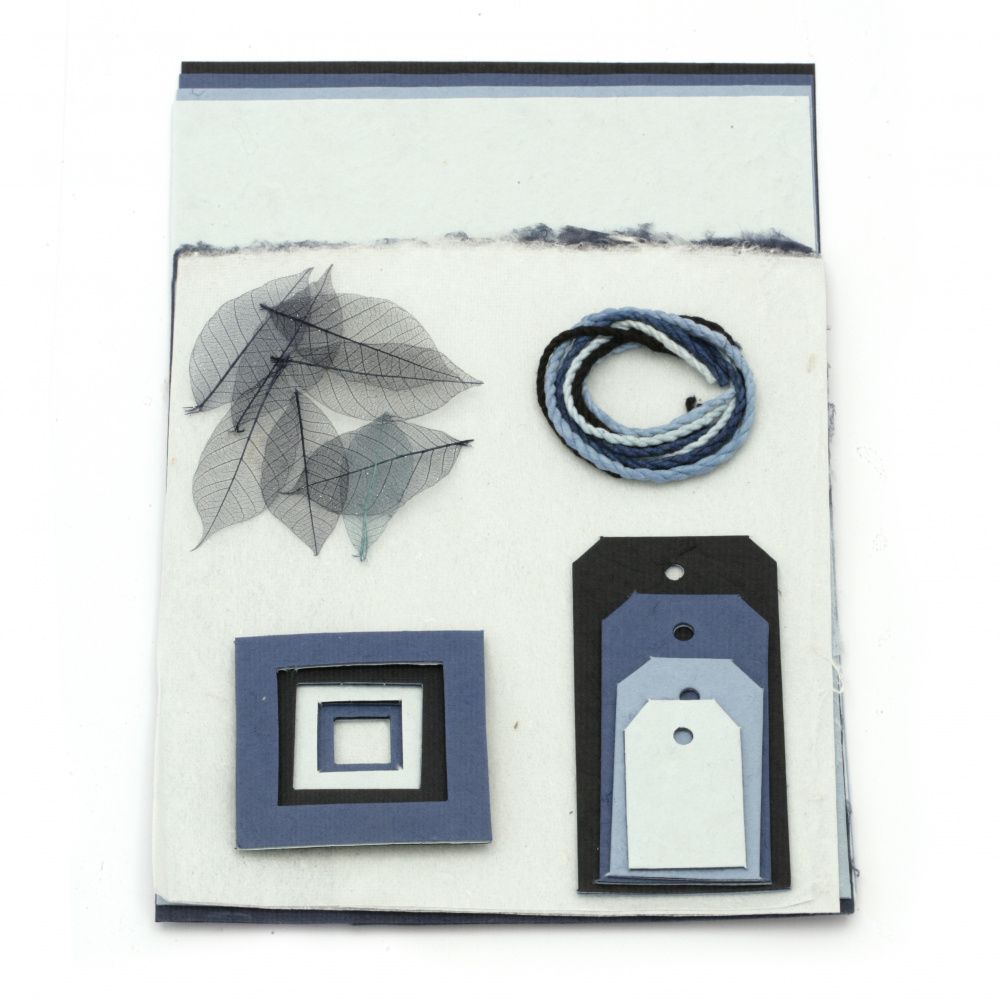 URSUS Set for Scrapbook Album, Blue Selection light of scrapbook sets paper mulberry 4 sheets A4 assorted colors handmade paper 3 sheets 55x47 cm and mix decorative elements