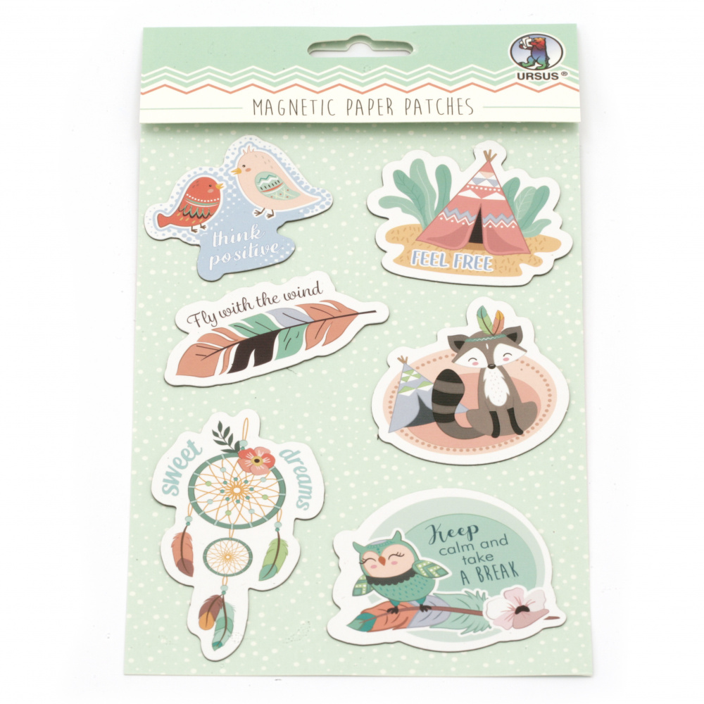 URSUS Magnetic Paper Patches DREAM, 6 Different Designs 3.5-7.5x3-8.5 cm, 6 pieces for Decoration and Marking