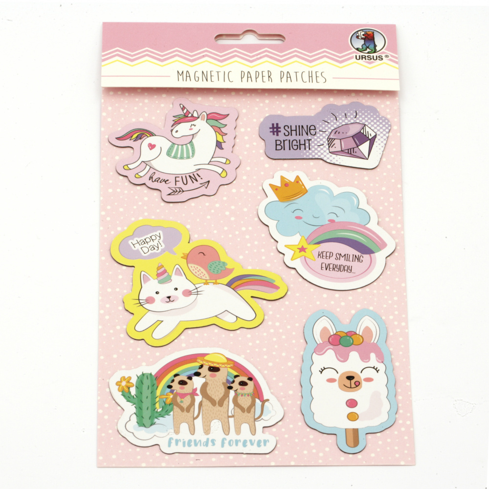 URSUS Magnetic Paper Patches MAGIC, 6 Different Designs 3.5-7.5x3-8.5 cm, 6 pieces for Decoration and Marking