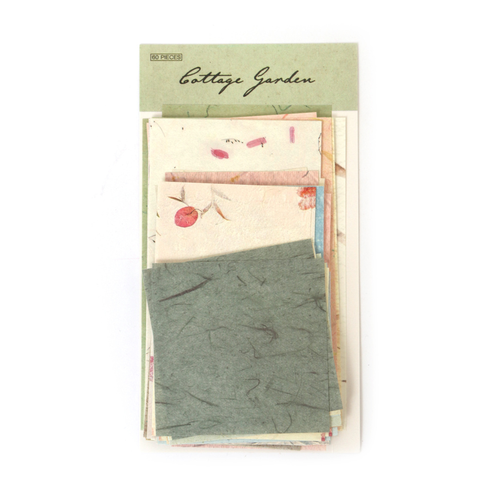 Delightful "Cottage Garden" Scrapbooking Decorative Paper Set – Pastel Shades, 60 Sheets, Versatile Craft Paper