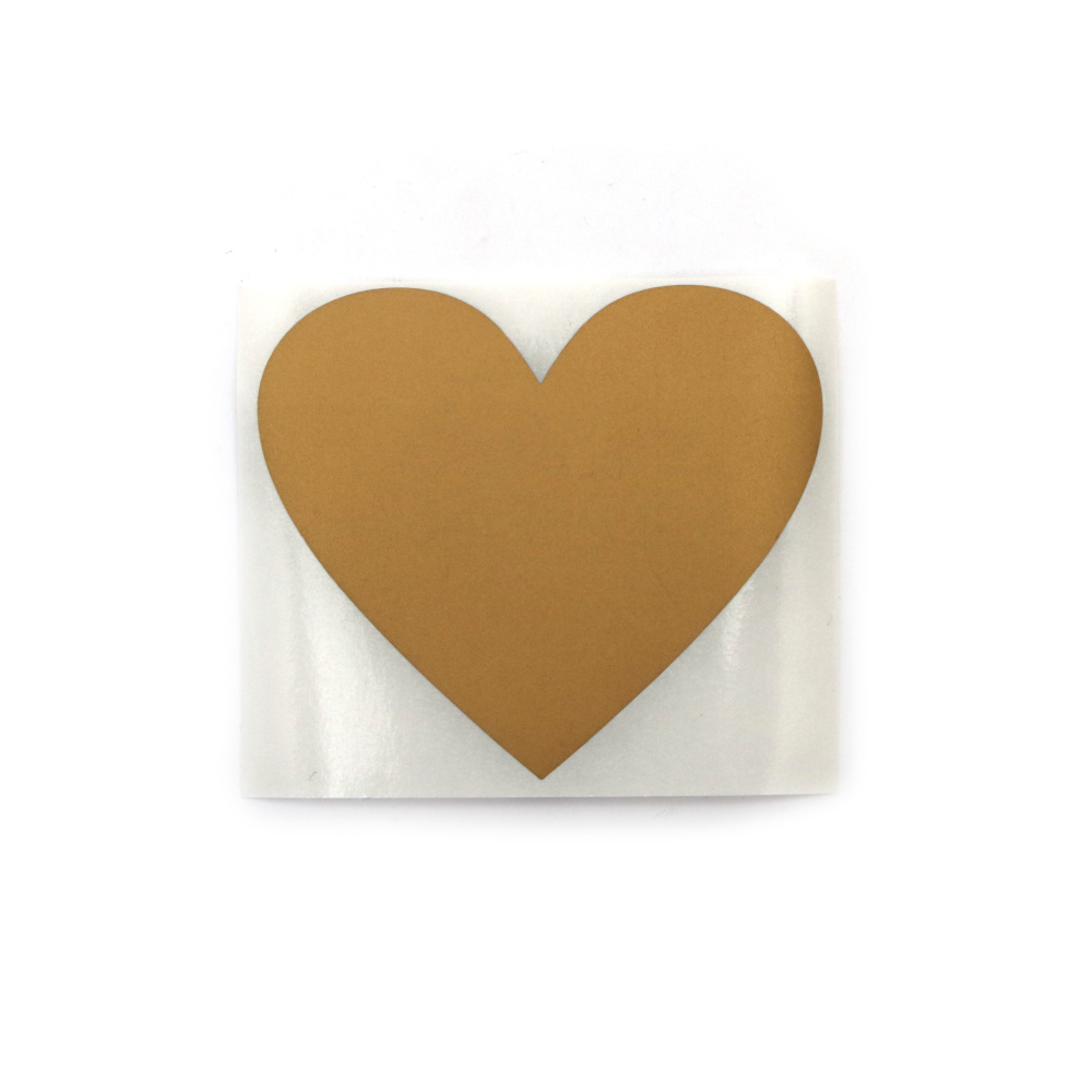 Scratch Stickers, Heart / 80x72 mm, Gold Color - 5 pieces