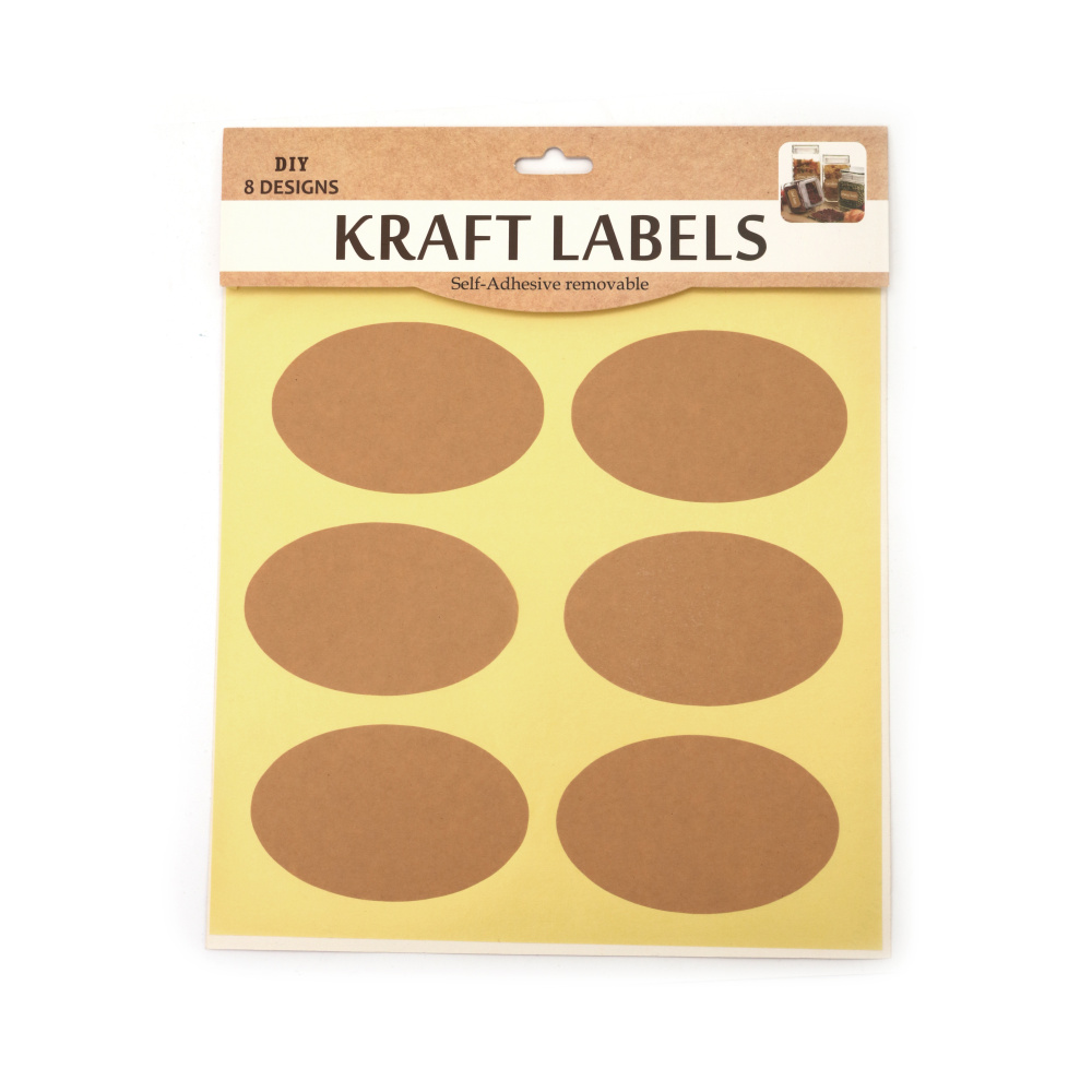 Self-Adhesive Kraft Labels 10x6.2 cm, Oval - 6 pieces