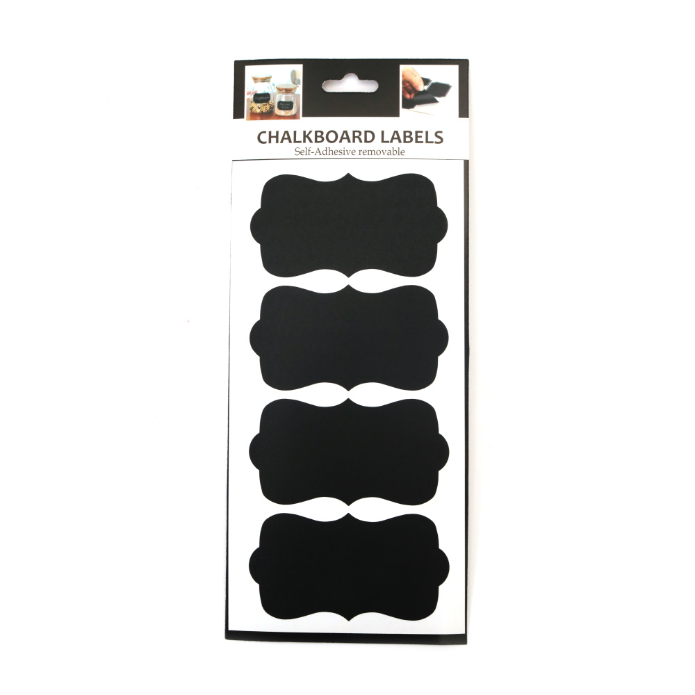 Etichete negre autoadezive elegante – 10 x 5,5 cm, set 4 bucăți – reutilizabile, netede, perfecte pentru etichetarea borcanelor, sticlelor, cadourilor și proiectelor DIY/creative