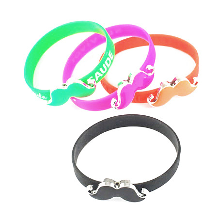 Silicone mustache bracelet 68 mm colored