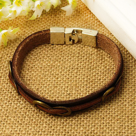 Genuine leather bracelet 210x10 mm brown