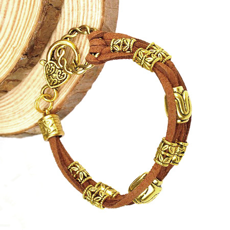 Bracelet Tibetan style suede metal 190 mm