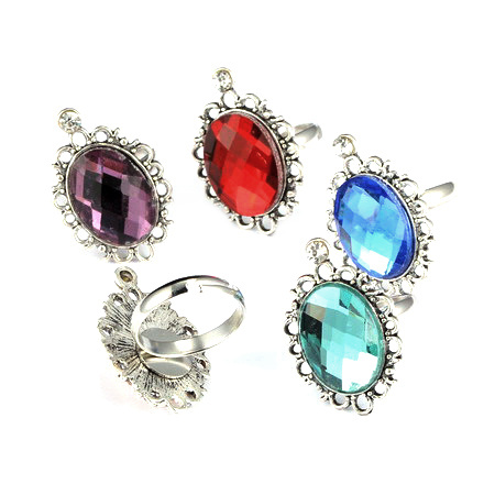 Ring metal crystal and glass 17 mm ASSORTED