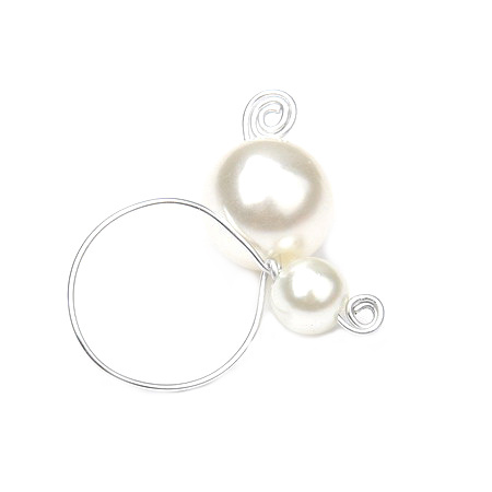 Inel metalic perla plastic alb 19 mm