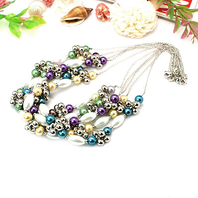 Necklace metal CCB glass beads plastic 480 mm colored