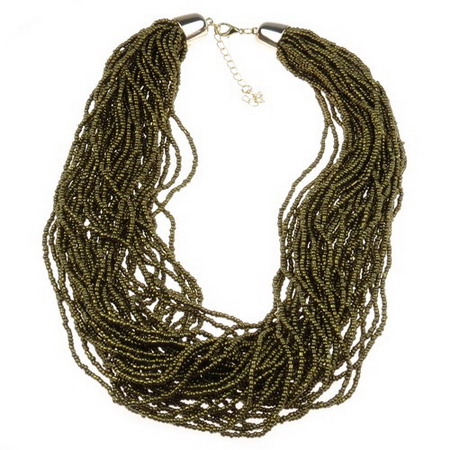 Necklace glass beads gold dark 40 rows 25 cm