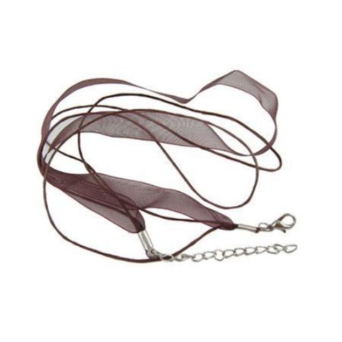 Necklace ribbon Organza cotton cord 2 rows brown