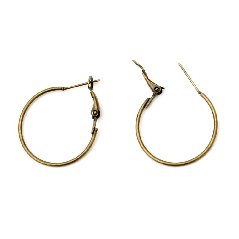 Hoop Earrings / 25 mm / Antique Bronze - 2 pieces