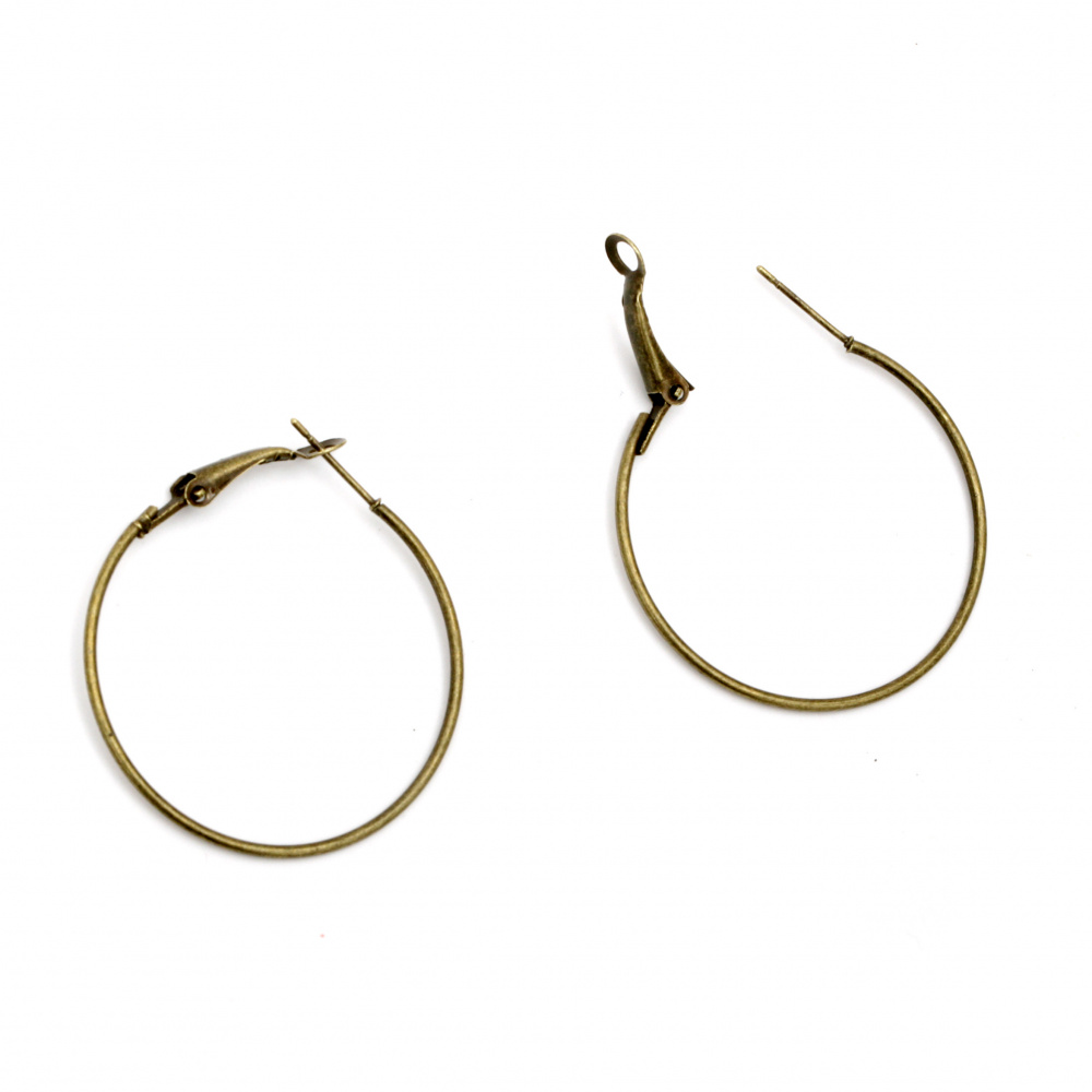Hoop Earrings / 35 mm / Antique Bronze - 2 pieces