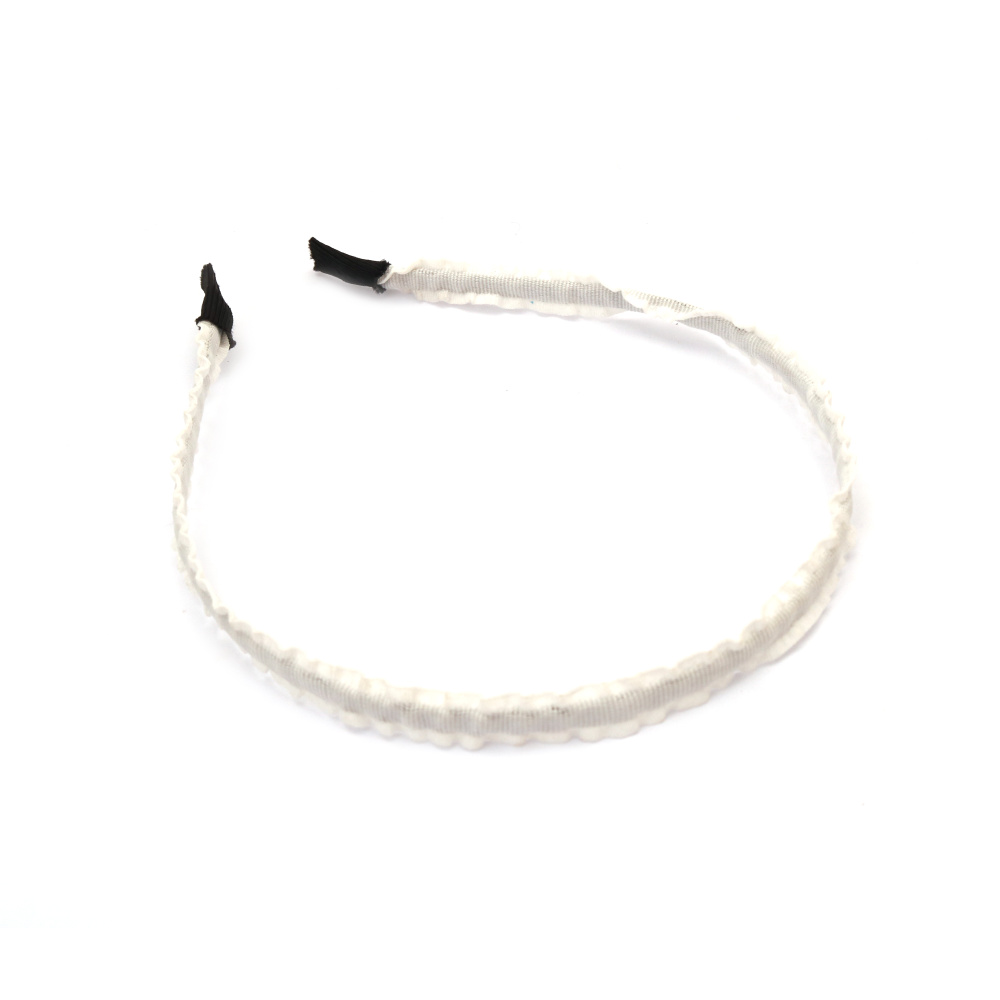 Textile Hairband on metal base, 10 mm, Color White