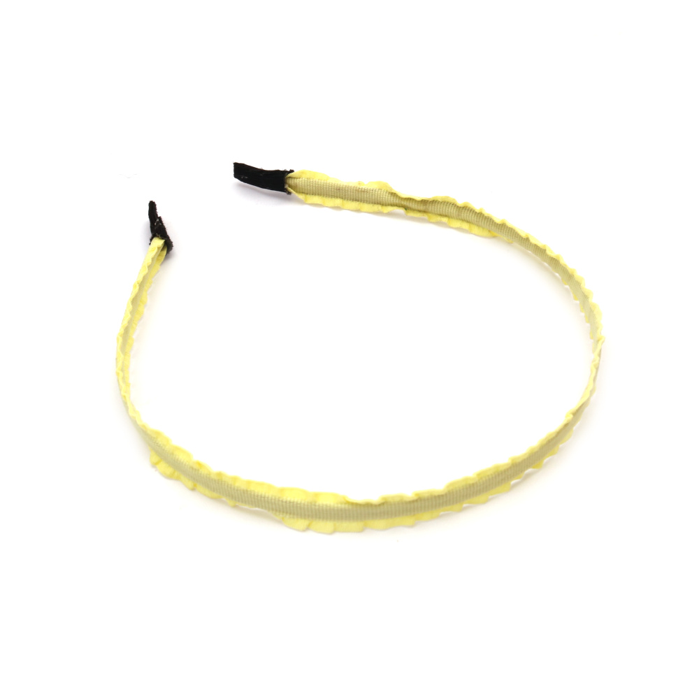 Yellow Textile Hairband with Metal Base,10 mm, Headband Accessories for Girls and Women