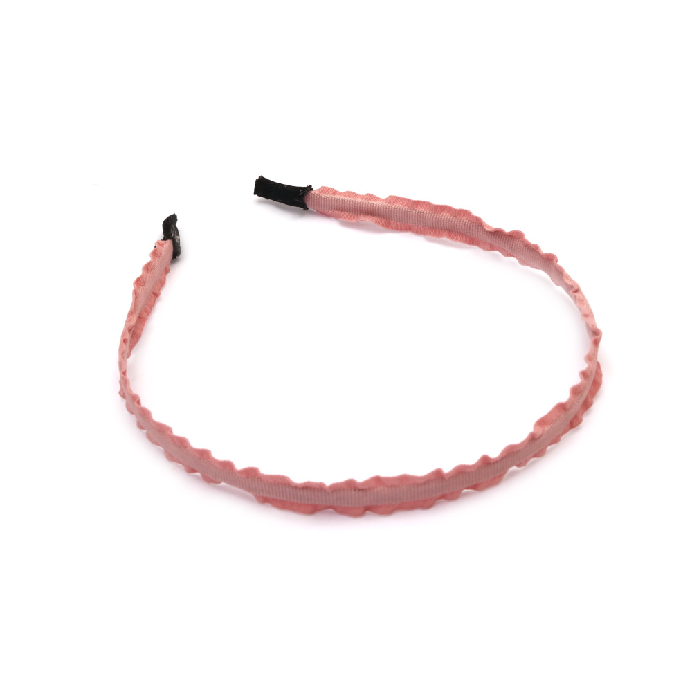 Hairband with Pink Textile on a Metal Base, 10 mm,  Headband Accessories for Women and Girls