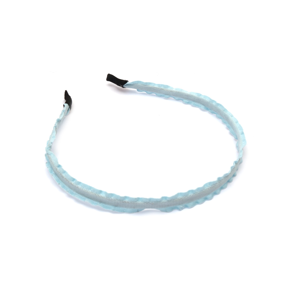 Textile Hairband on a metal base, Color: Light Blue, 10 mm, Hair accessories for Women
