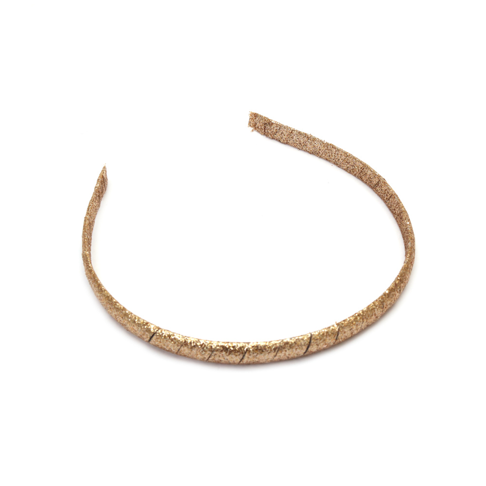 Plastic Hairband with Gold- colored Brocade, 10 mm, Hair Band Accessories for Women and Girls