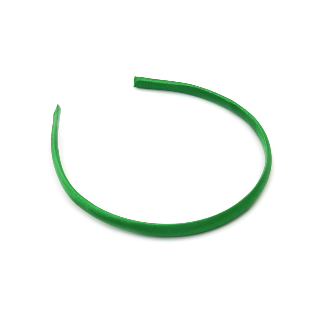 Plastic Hairband with Green Colored Textile Cover, 10 mm, Green Headband Accessory for Women and Girls
