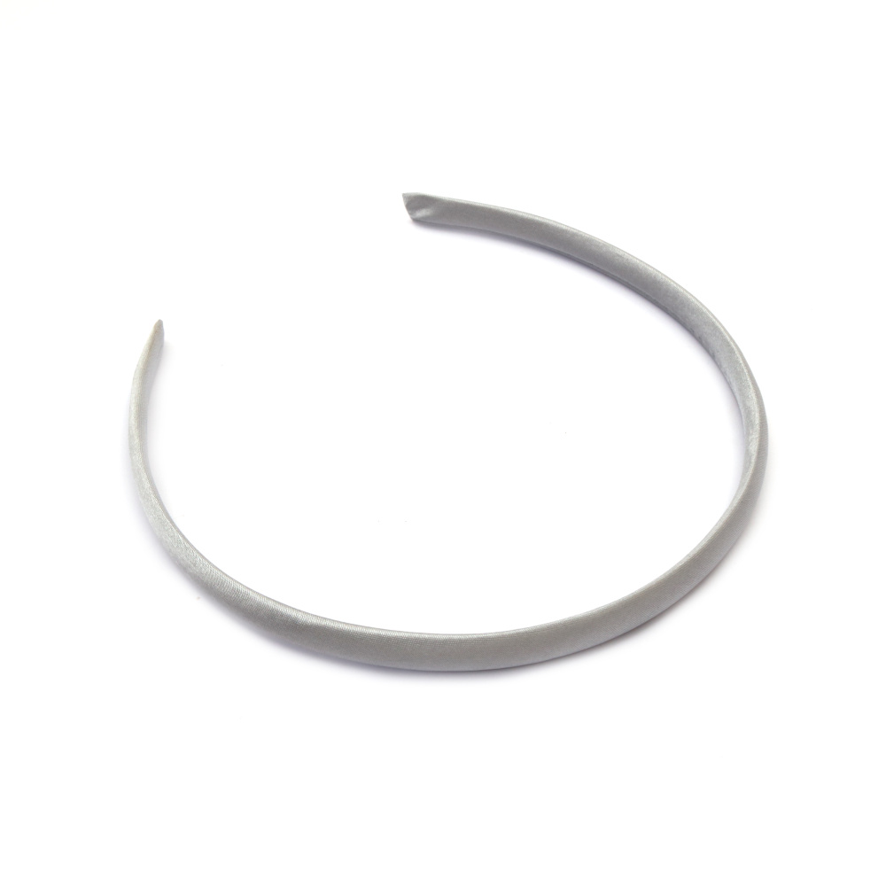 Plastic Hairband with Pearly-Gray Textile Cover, 10 mm, Headband Accessory, Hair Hoop for Women and Girls