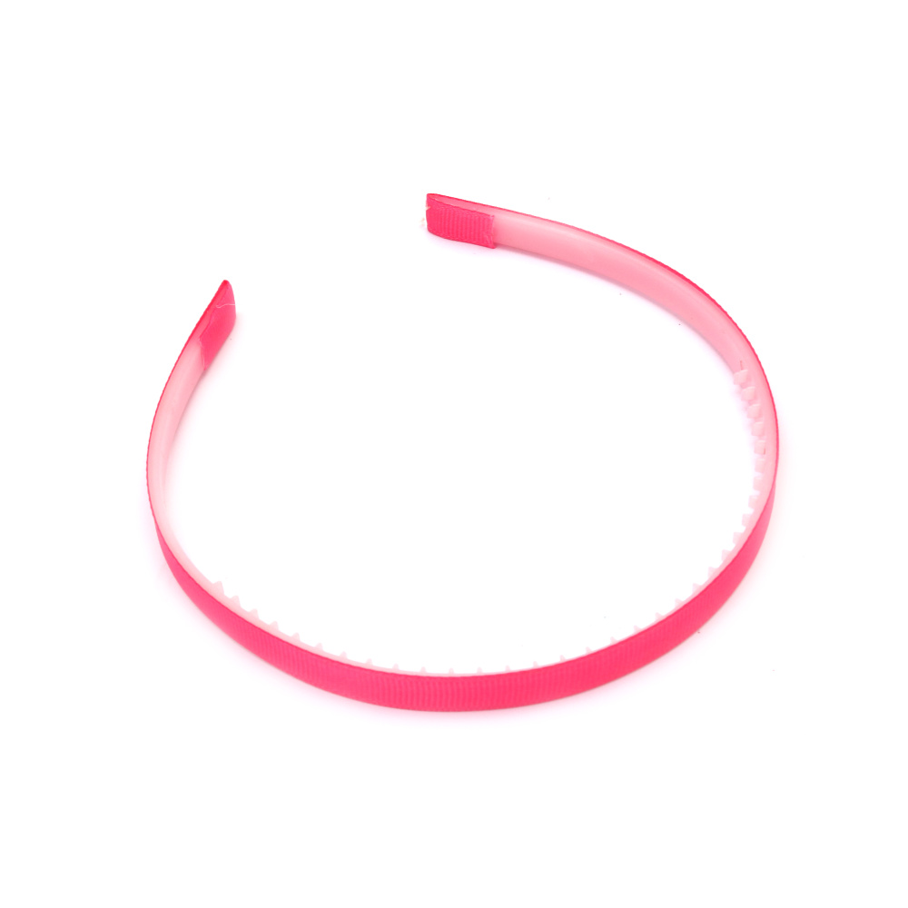 Plastic Hairband with Pink-colored Fabric, 10 mm, Toothed Headband with plastic and textile for Women and Girls