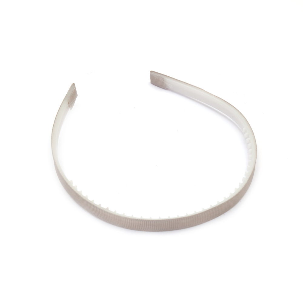 Plastic Hairband with Textile Cover, 10 mm, Color: Gray, Toothed Hair Accessory for Women and Girls