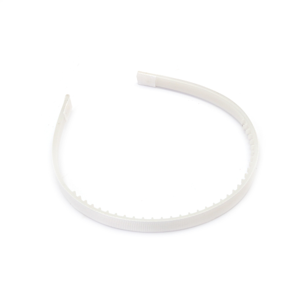 White Toothed Hairband, Plastic base with Textile Cover, 10 mm, Headband Hair Accessory  for Women and Girls