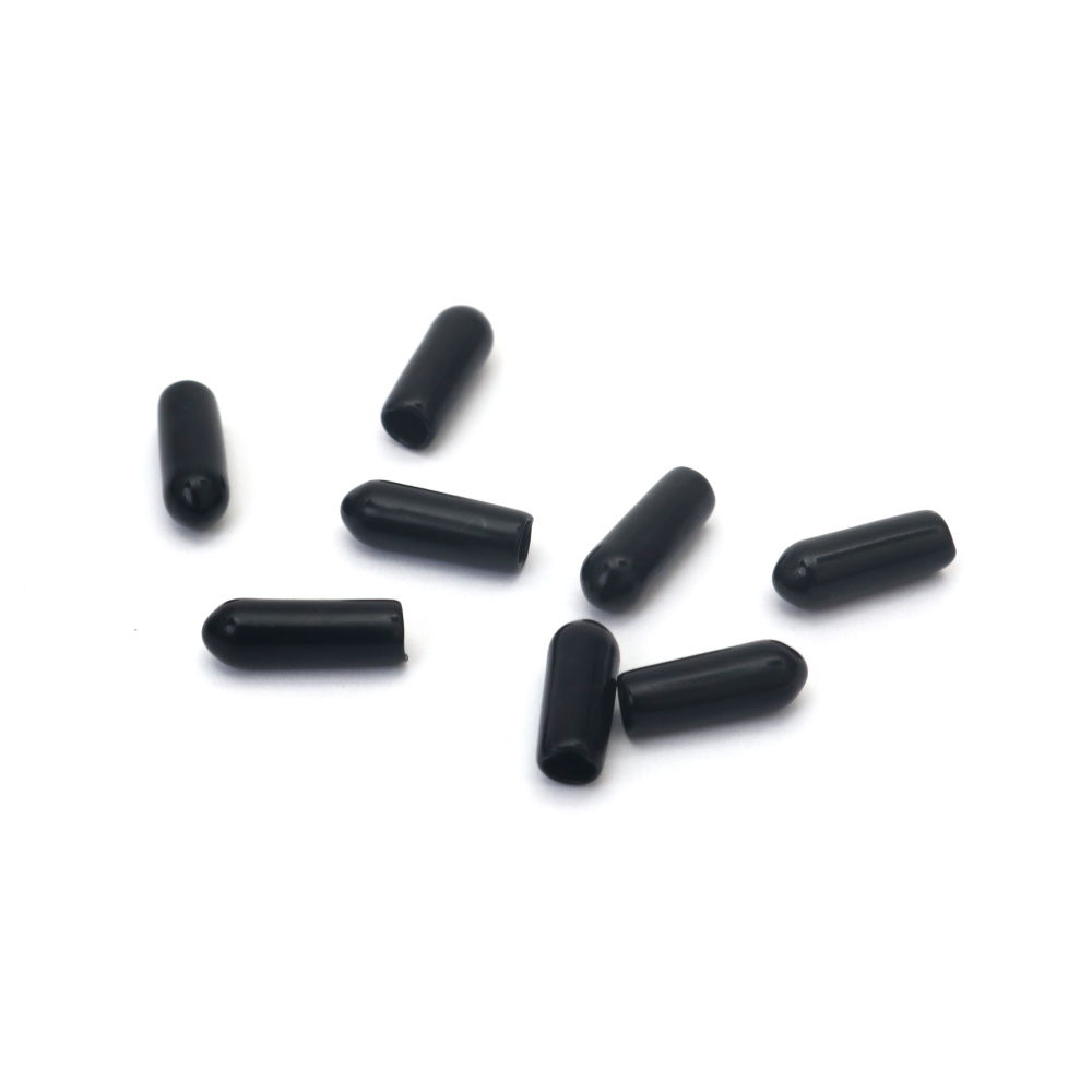 Vârf din silicon pentru tiară 4x16 mm gaură 2,5 mm culoare negru - 20 bucăți