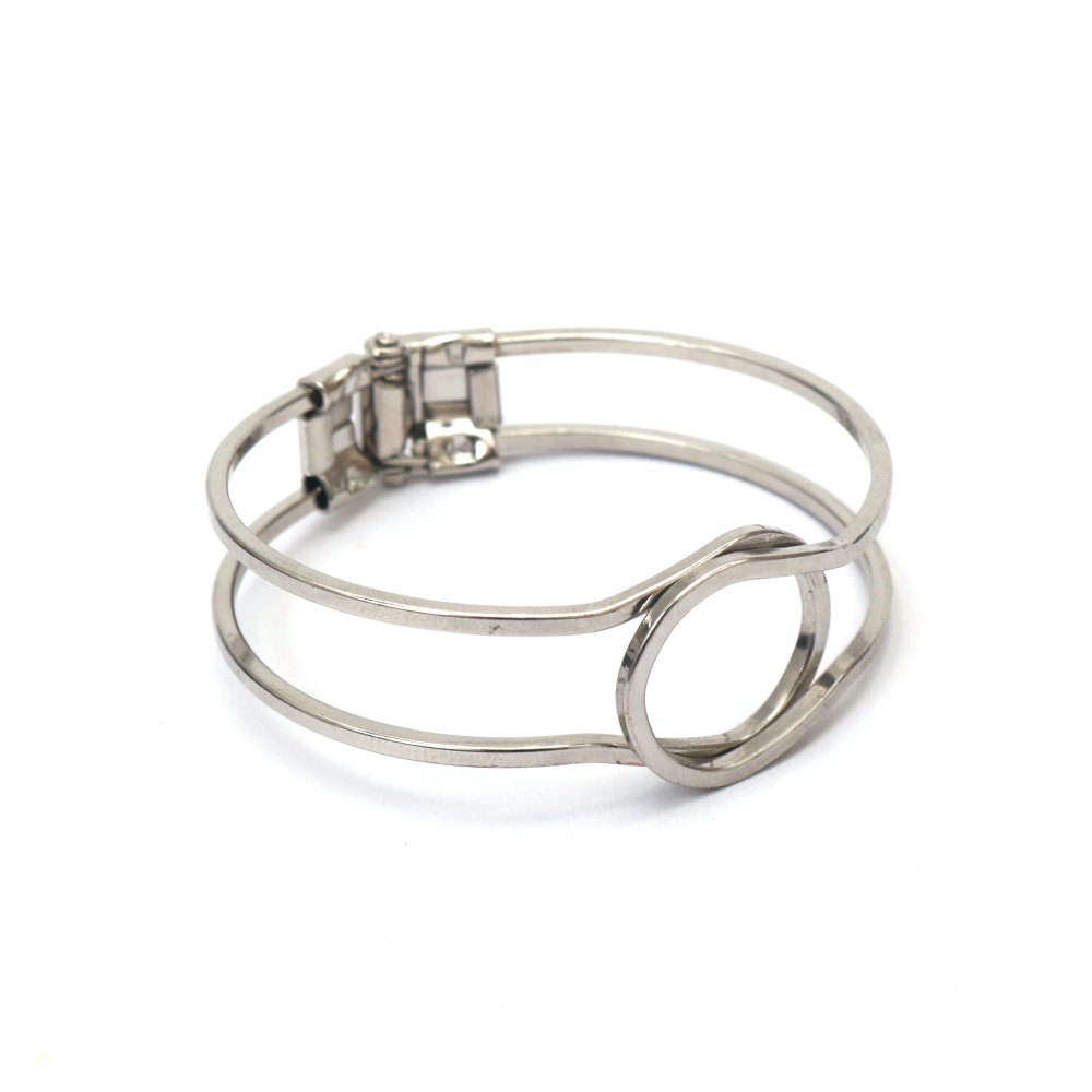 Metal Bangle Bracelet Base 55x60 mm, Silver Color