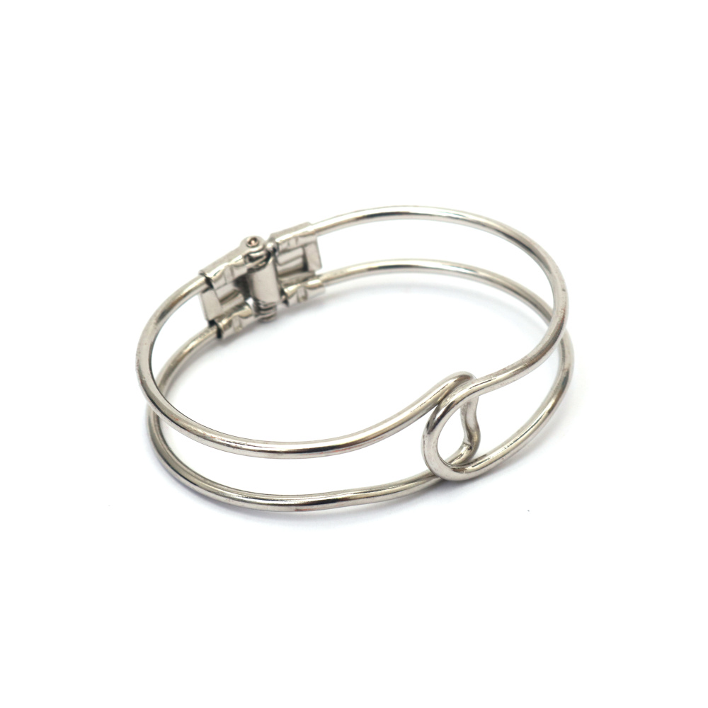 Metal Bangle Bracelet Base 55x60 mm, Silver Color