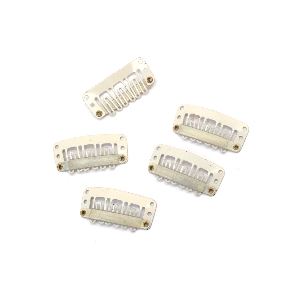 Μεταλλικά πιαστράκια για extensions μαλλιών 16x33 mm λευκά - 10 τεμάχια