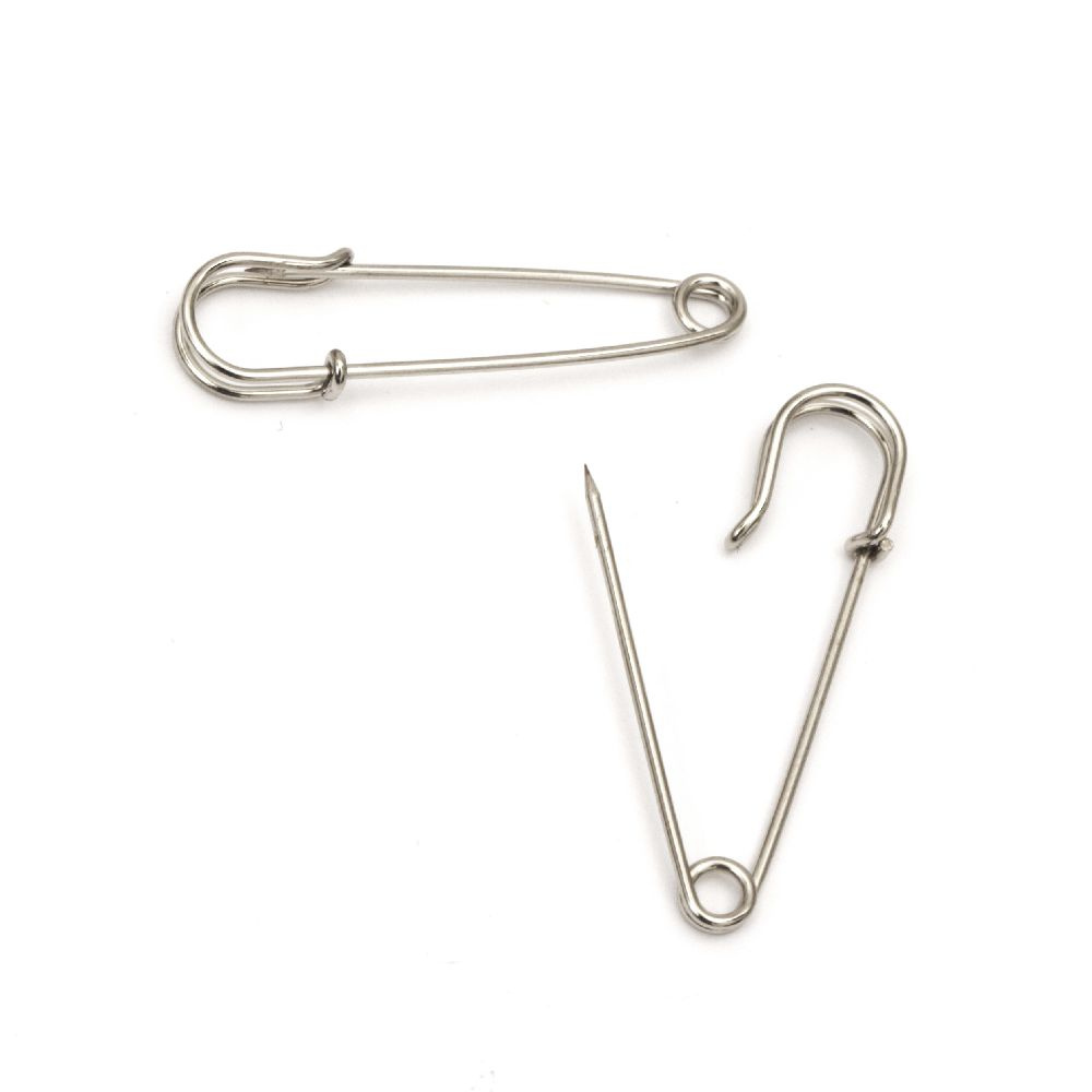 Safety Pins 27x9x3 mm, Silver color - 10 pieces