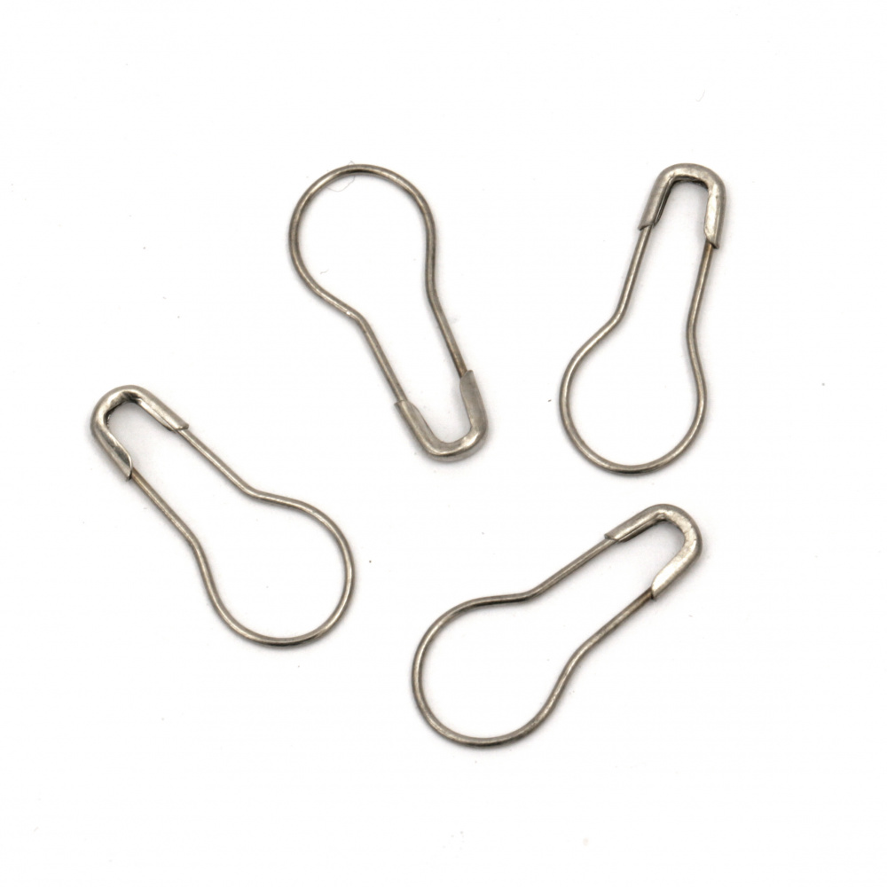 Round Safety Pins, Needle Clips, 22x9 mm, Inox Color (light silver gray), Clothing Tag Stitch Markers, Pin for Sewing, Knitting, DIY Crafts - 100 pieces
