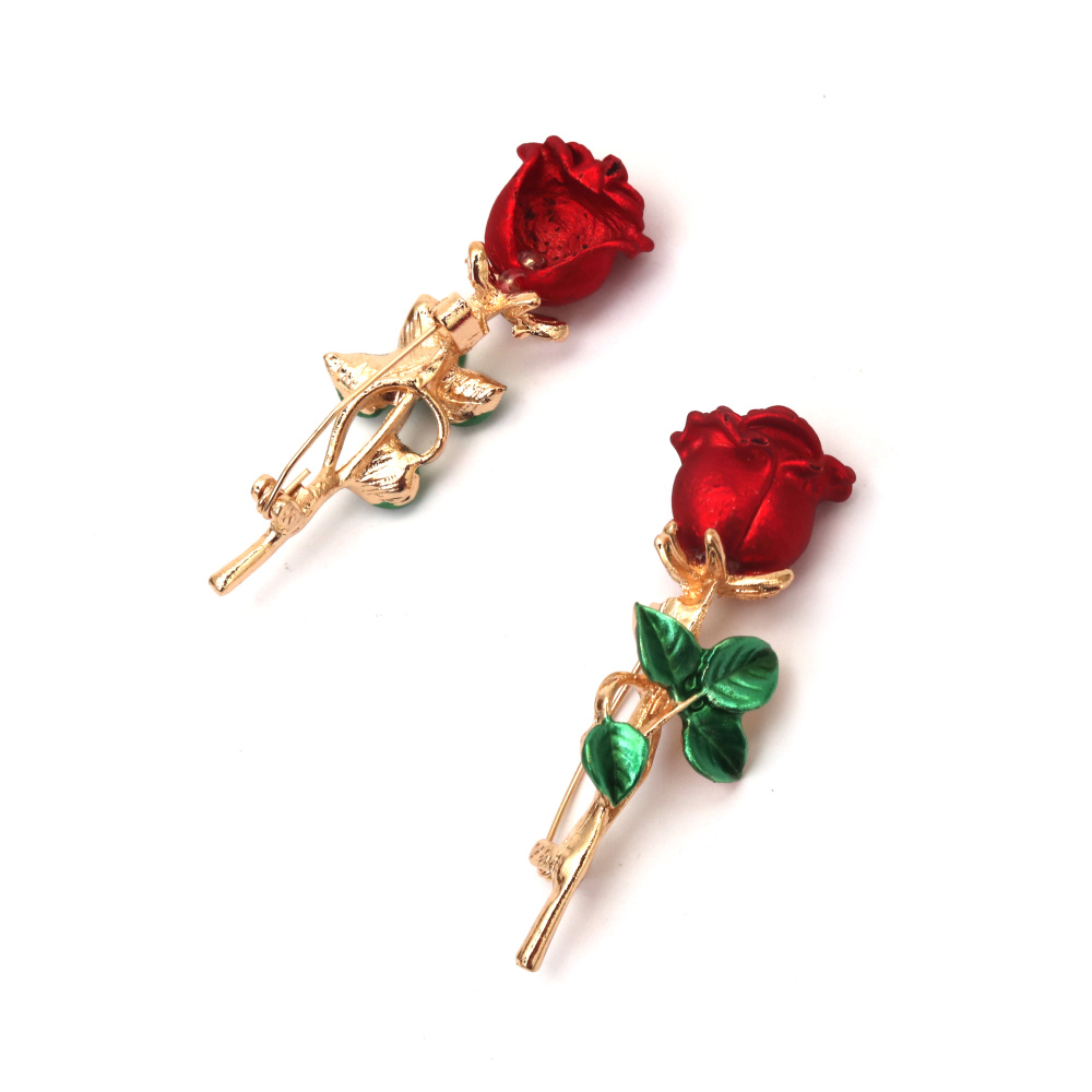 Broșă clasică din metal în formă de trandafir 15x58 mm – culoare aurie, perfectă pentru ținute elegante, ocazii formale și cadouri atemporale